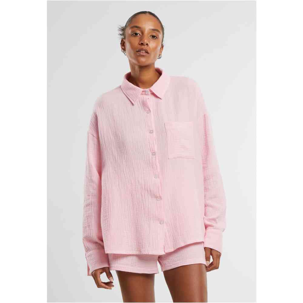 Urban Classics - Oversized Musselin Blouse - Roze